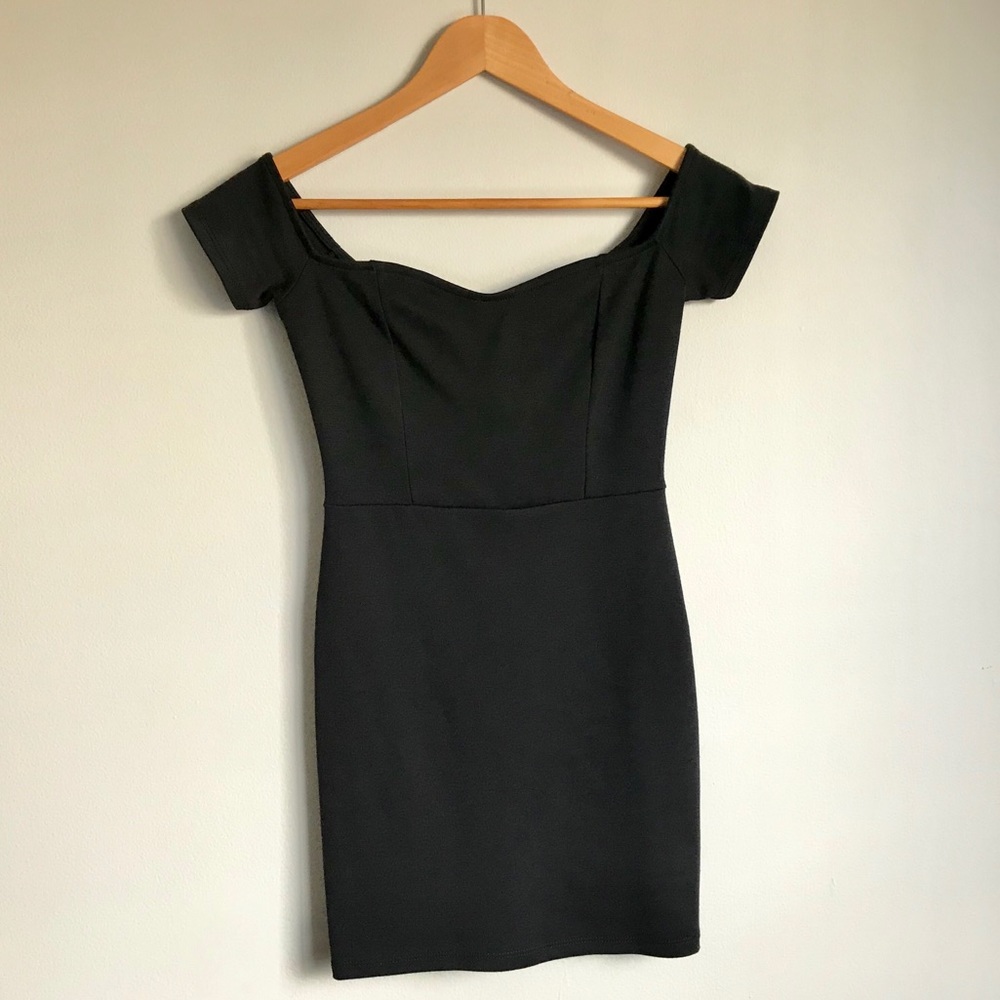 Nasty Gal Solemio Off-Should Black Mini Dress
